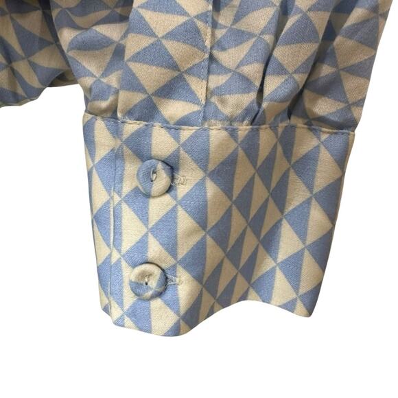 Tensione In Diamond Check Geometric Shirt Women’s Size Medium Long Sleeve Blue - Picture 6 of 10